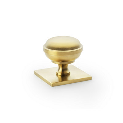 34mm Satin Brass Cabinet Knob With Backplate from B&Q