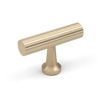 B&Q 50Mm Brushed Brass Reeded T-Bar Cabinet Pull B&Q