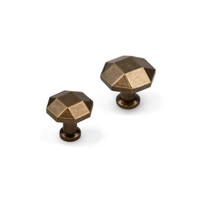 Antique Brass Cabinet Knob 27mm Cupboard Door Drawer Pull Renovate Upcycle from B&Q