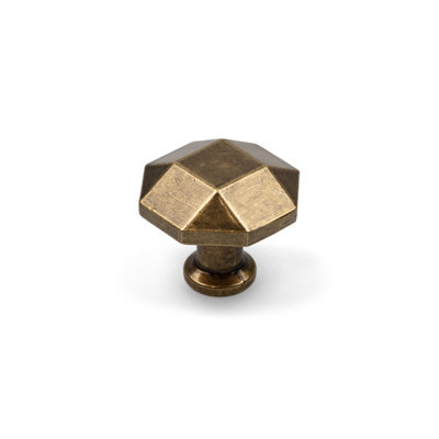 Antique Brass Cabinet Knob 32mm Cupboard Door Drawer Pull Renovate Upcycle from B&Q