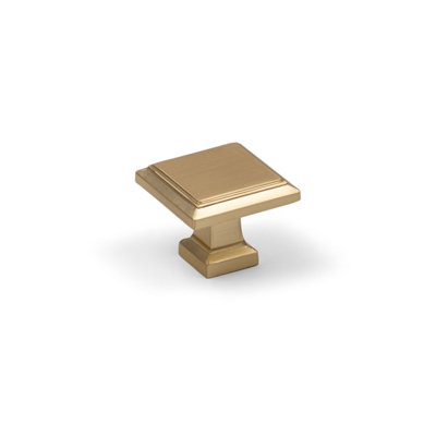  - 32mm Brushed Brass Square Cabinet Knob