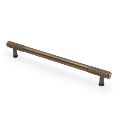 224mm Antique Brass Reeded Ends Handle from B&Q