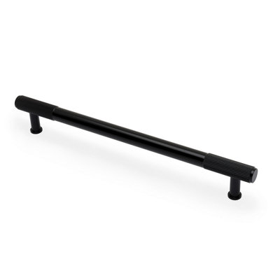 224mm Matt Black Reeded Ends Handle from B&Q