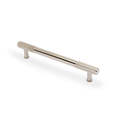 160mm Polished Nickel Reeded Ends Handle from B&Q