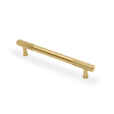 160mm Satin Brass Reeded Ends Handle from B&Q