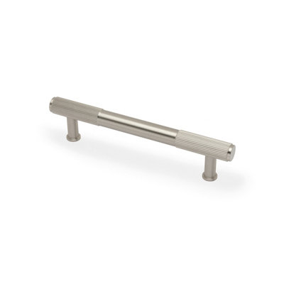 128mm Satin Nickel Reeded Ends Handle from B&Q