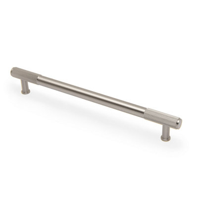 224mm Satin Nickel Reeded Ends Handle from B&Q