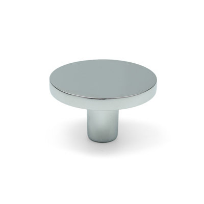  - 38mm Polished Chrome Knurled Edge Disc Knob Drawer Cupboard Furniture Pull