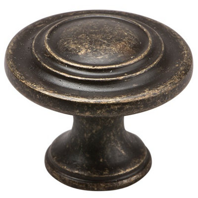 32mm Antique Brass Cabinet Knob Rustic Aged Cupboard Door Drawer Furniture Pull from B&Q