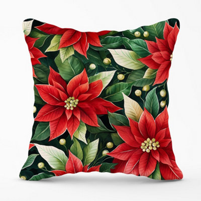 Warren Reed Designer Poinsetta Watercolour Cushions 60Cm X 60Cm from B&Q