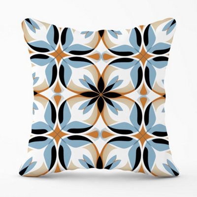 Warren Reed Designer White Brown And Blue Geometric Pattern Cushions 60Cm X 60Cm from B&Q