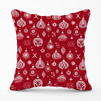Warren Reed Designer Red Christmas Decorations Pattern Cushions 60Cm X 60Cm from B&Q