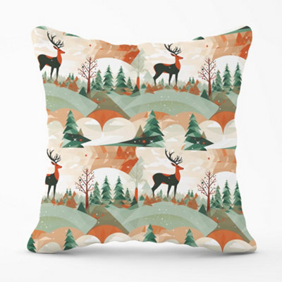 Warren Reed Designer Reindeer On A Snowy Landscape Pattern Cushions 60Cm X 60Cm from B&Q