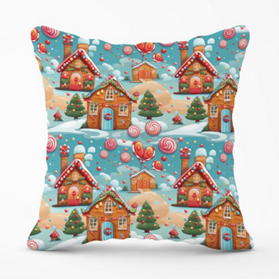 Warren Reed Designer Christmas Gingerbread House Cushions 60Cm X 60Cm from B&Q