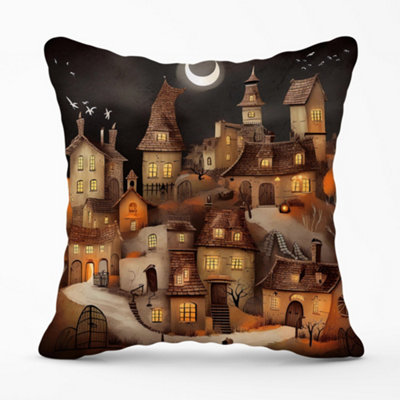 Warren Reed Designer Spooky Halloween Village Cushions 60Cm X 60Cm from B&Q