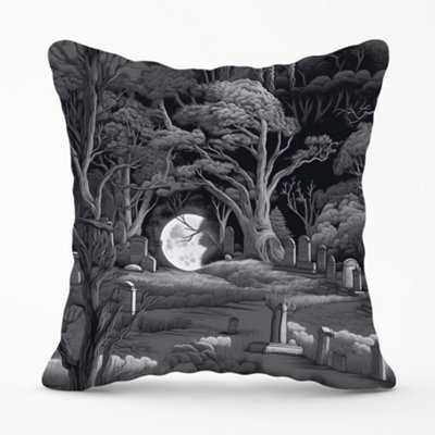Warren Reed Designer Eerie Moonlit Cemetery Cushions 60Cm X 60Cm from B&Q