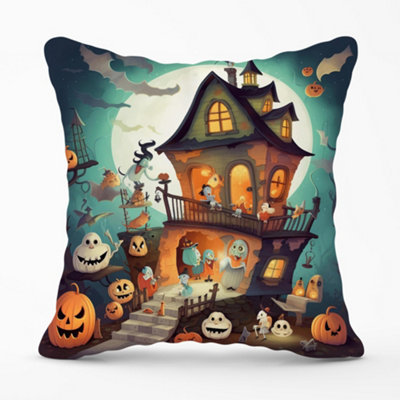 Warren Reed Designer Illustrations A Whimsical Haunted House Cushions 60Cm X 60Cm from B&Q