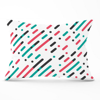 B&Q -  Overlapping Coloured Diagonal Lines Cushions 33Cm X 48Cm
