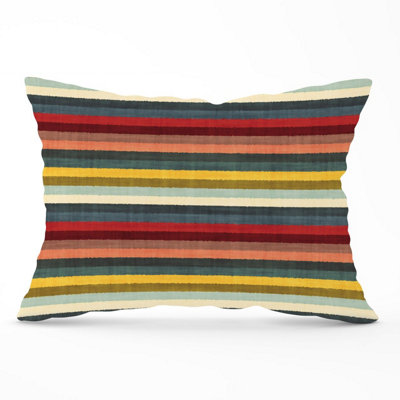 B&Q -  Multicolour Striped Brish Pattern Cushions 33Cm X 48Cm