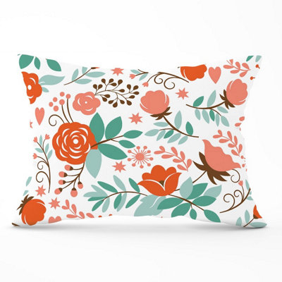 B&Q -  Orange Floral Pattern Cushions 33Cm X 48Cm