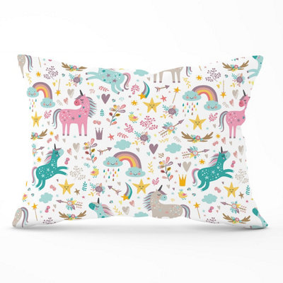B&Q -  Unicorn And Rainbows Cushions 33Cm X 48Cm