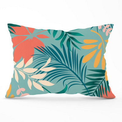 B&Q -  Abstract Bright Colorful Tropical Leaves Cushions 33Cm X 48Cm