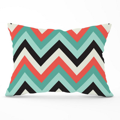 B&Q -  Geometric Colored Chevron Pattern Cushions 33Cm X 48Cm