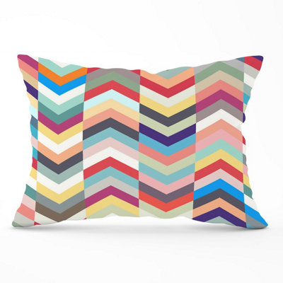 B&Q -  Geometric Multi Colored Chevron Pattern Cushions 33Cm X 48Cm