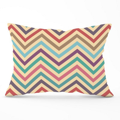 B&Q -  Geometric Vintage Colored Chevron Pattern Cushions 33Cm X 48Cm