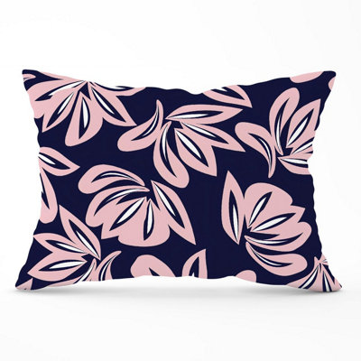 B&Q -  Pink Navy Floral Botanical Pattern Cushions 33Cm X 48Cm