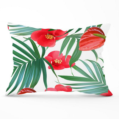 Warren Reed Designer Tropical Flowers And Palm Leaves Hawaiian Cushions 33Cm X 48Cm from B&Q