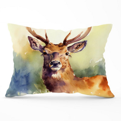 B&Q -  Splendid Stag Watercolour Cushions 33Cm X 48Cm