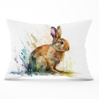 B&Q -  Rabbit Splash Watercolour Cushions 33Cm X 48Cm