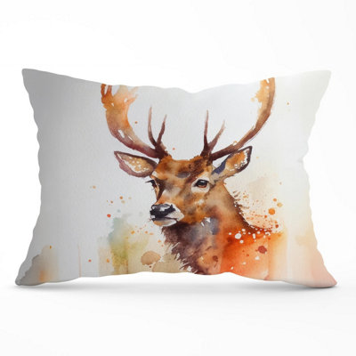 B&Q -  Majestic Stag Watercolour Cushions 33Cm X 48Cm