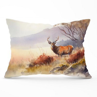 B&Q -  Stag Deer Water Colour Cushions 33Cm X 48Cm