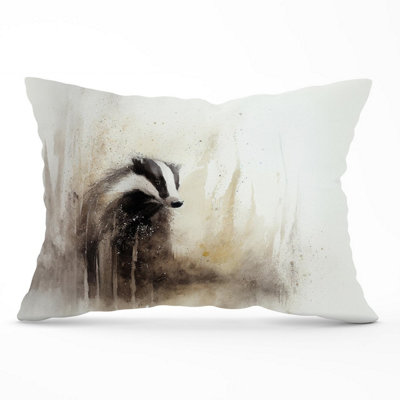 Warren Reed Designer Badger Watercolour Cushions 33Cm X 48Cm from B&Q