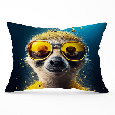 Warren Reed Designer Meerkat With Golden Glasses Splashart Cushions 33Cm X 48Cm from B&Q