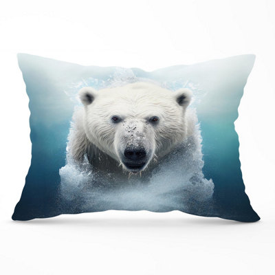 B&Q -  Polar Bear Splashart Cushions 33Cm X 48Cm