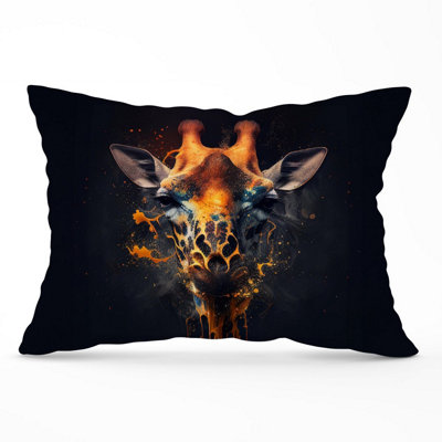 B&Q -  Golden Giraffe Face Splashart Cushions 33Cm X 48Cm