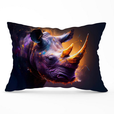 B&Q -  Golden Rhino Face Splashart Cushions 33Cm X 48Cm