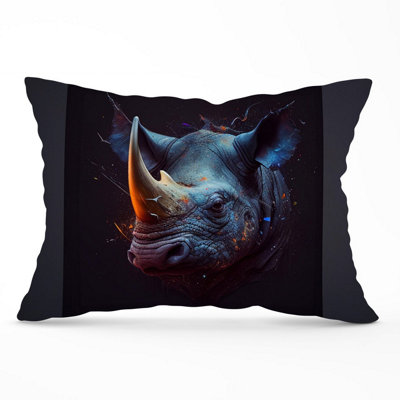 B&Q -  Rhino Face Splashart Cushions 33Cm X 48Cm