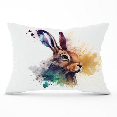 B&Q -  Hare Close Up Splashart Cushions 33Cm X 48Cm