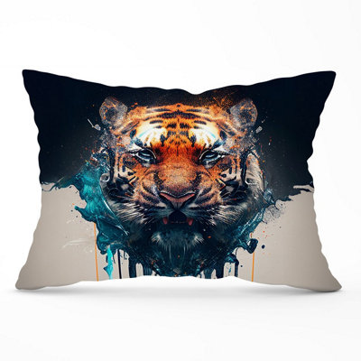 B&Q -  Tiger Face Splashart Cushions 33Cm X 48Cm