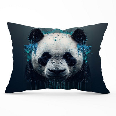 Warren Reed Designer Panda Face Splashart Dark Background Cushions 33Cm X 48Cm from B&Q