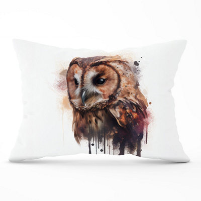 Warren Reed Designer Tawny Owl Face Splashart Light Background Cushions 33Cm X 48Cm from B&Q
