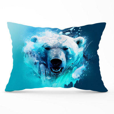 B&Q -  Polar Bear Face Splashart Cushions 33Cm X 48Cm