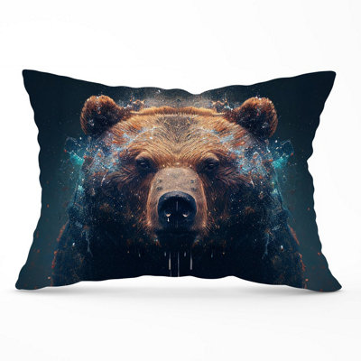 B&Q -  Brown Bear Face Splashart Cushions 33Cm X 48Cm