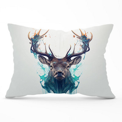 B&Q -  Stag Face Splashart Cushions 33Cm X 48Cm