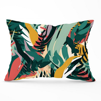 Warren Reed Designer Coloured Tropical Leaves Cushions 33Cm X 48Cm from B&Q