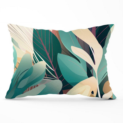 B&Q -  Abstract Tropical Leaves Cushions 33Cm X 48Cm